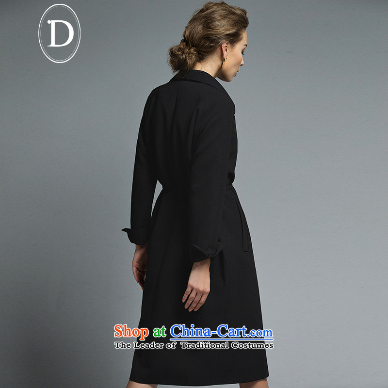 D of the 2015 Fall/Winter Collections of new products lapel rotator cuff-lap Europe long coats jacket retro female black M,d,,, elegant shopping on the Internet