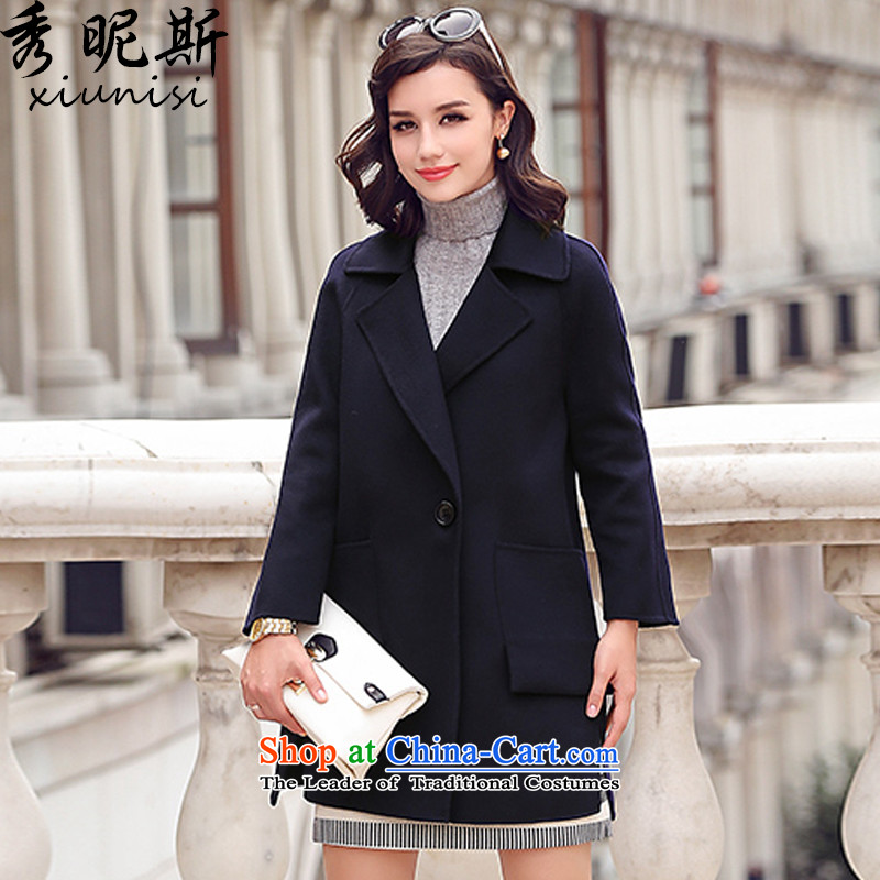Soo-young of autumn and winter load new women's woolen coats, long, so a wool coat female double-side coats black TsingL