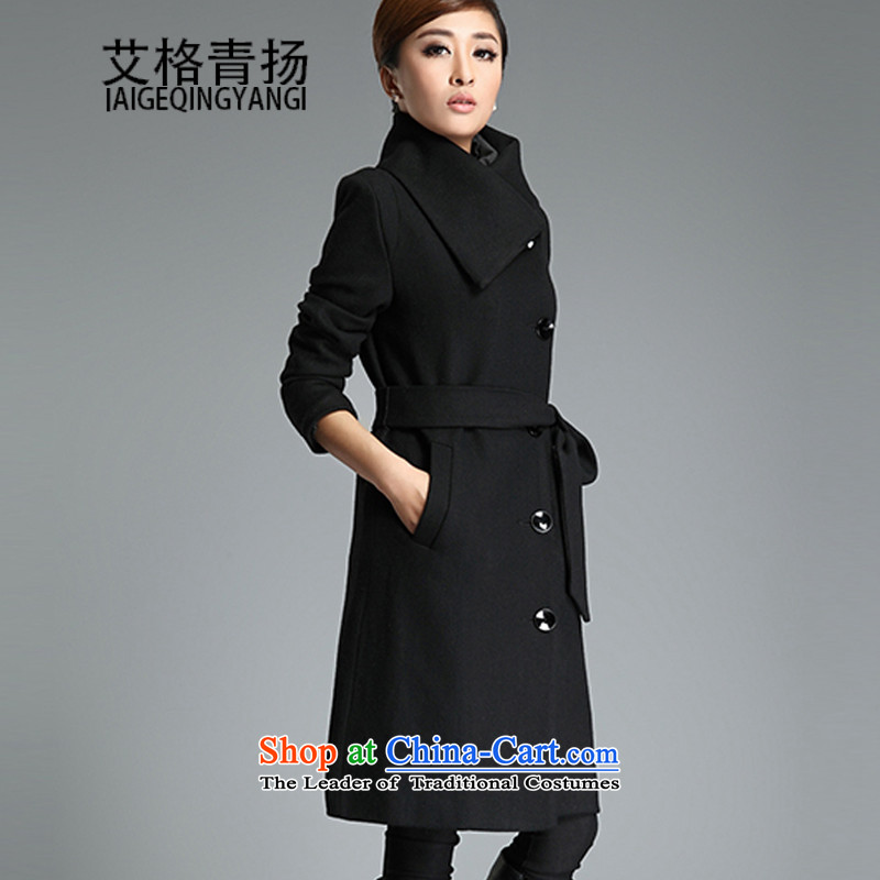 The Gloria Women's gross butted long? 2015 Fall/Winter Collections to xl thick mm thin Korean version of video a wool coat female black XXXL, Eiger (AIGEQINGYANG) , , , shopping on the Internet