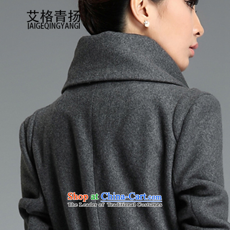 The Gloria Women's gross butted long? 2015 Fall/Winter Collections to xl thick mm thin Korean version of video a wool coat female black XXXL, Eiger (AIGEQINGYANG) , , , shopping on the Internet