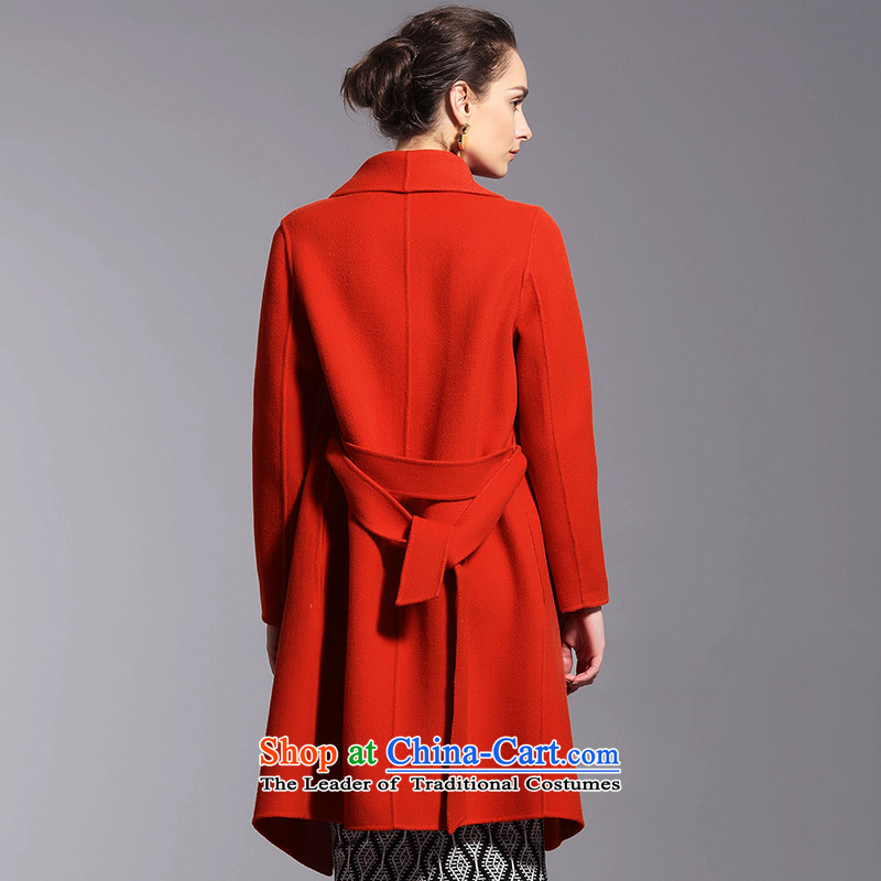 D of autumn and winter 2015 new products in the lapel shawl long double-side coats of Pure wool coat female S,d,,, orange shopping on the Internet