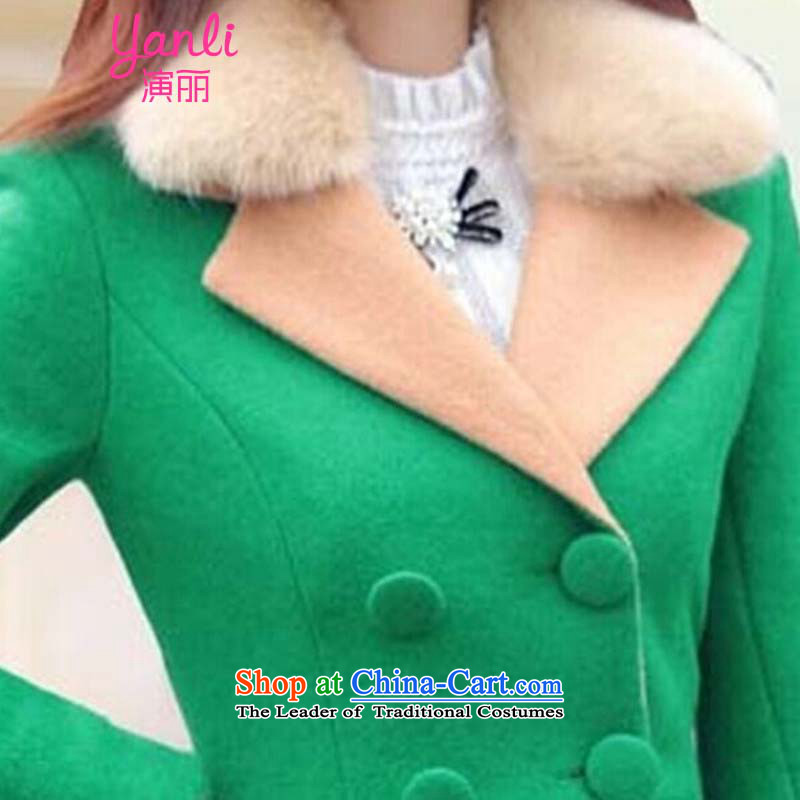 Speech Li Mao? 2015 autumn and winter coats girl in long new WOMEN'S JACKET YL00013 Green , L, speech-lai (YANLI) , , , shopping on the Internet
