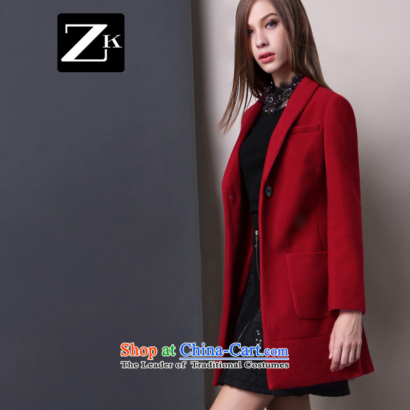 Zk Western women 2015 Fall_Winter Collections new fruit for a deduction in the amount so long jacket stylish and simple a wool coat red S