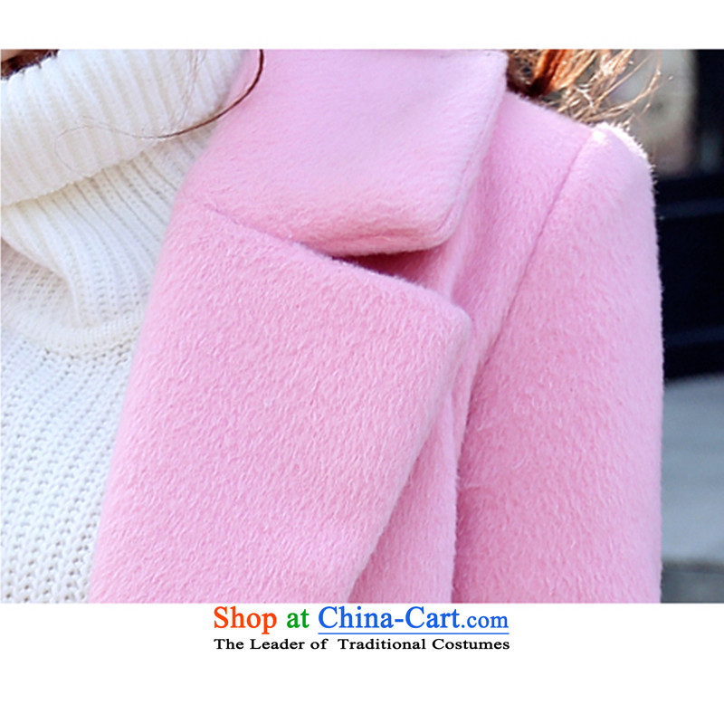 Jie Mei 2015 population women on the new Korean winter edition a wool coat jacket in gross? long coats)? female jacket coat, april 1 Western Ni-pink wire-mi (M, Cheng Kejie JIESIMEI) , , , shopping on the Internet