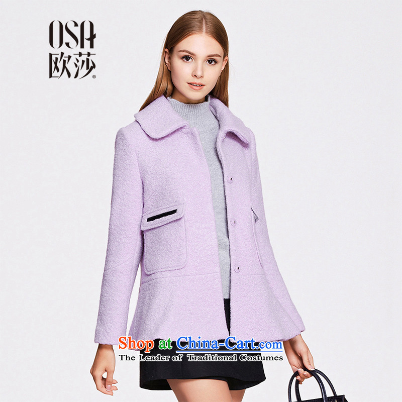 The OSA EURO 2015 Elizabeth winter new women's pack of detained and stylish cloth roll collar jacket S115D21008 gross? light purpleM