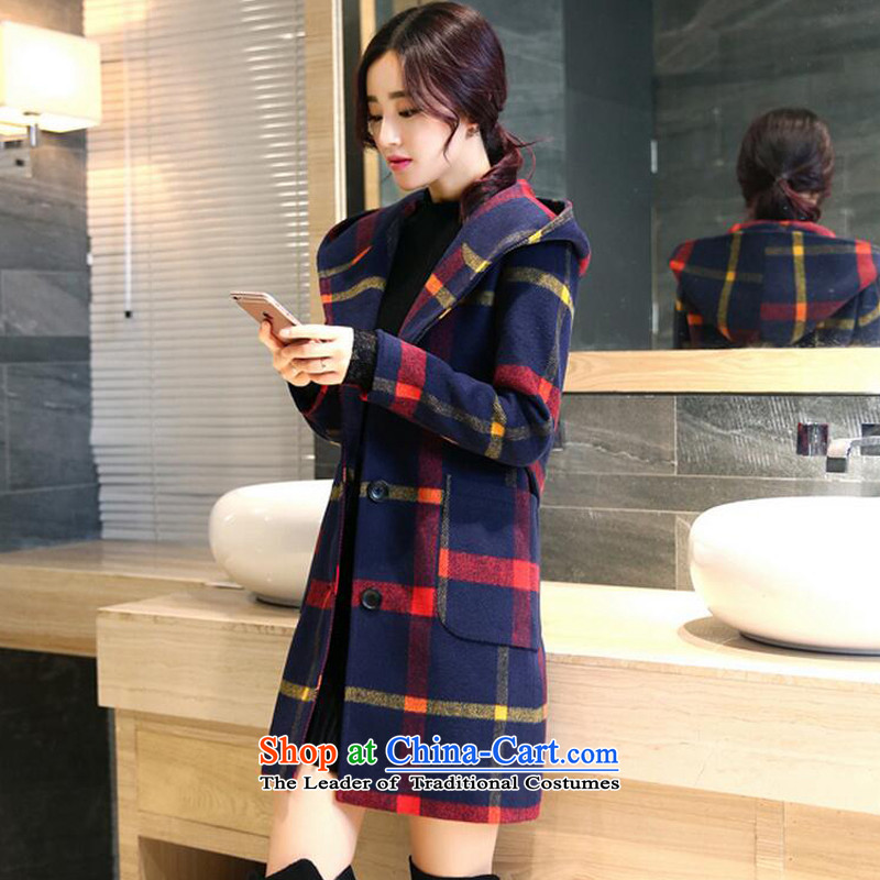The legend of the hygiene of Yi 2015 autumn and winter coats female new women Korean single row clip grid gross? butted long thick hair? coats of female C9741 red and yellow     M legendary Yi Sheng , , , shopping on the Internet