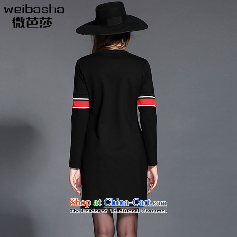 Micro-sa 2015 Autumn and load the new Fat MM larger women's dresses Y1122  4XL, black micro and Lisa (WEIBASHA) , , , shopping on the Internet