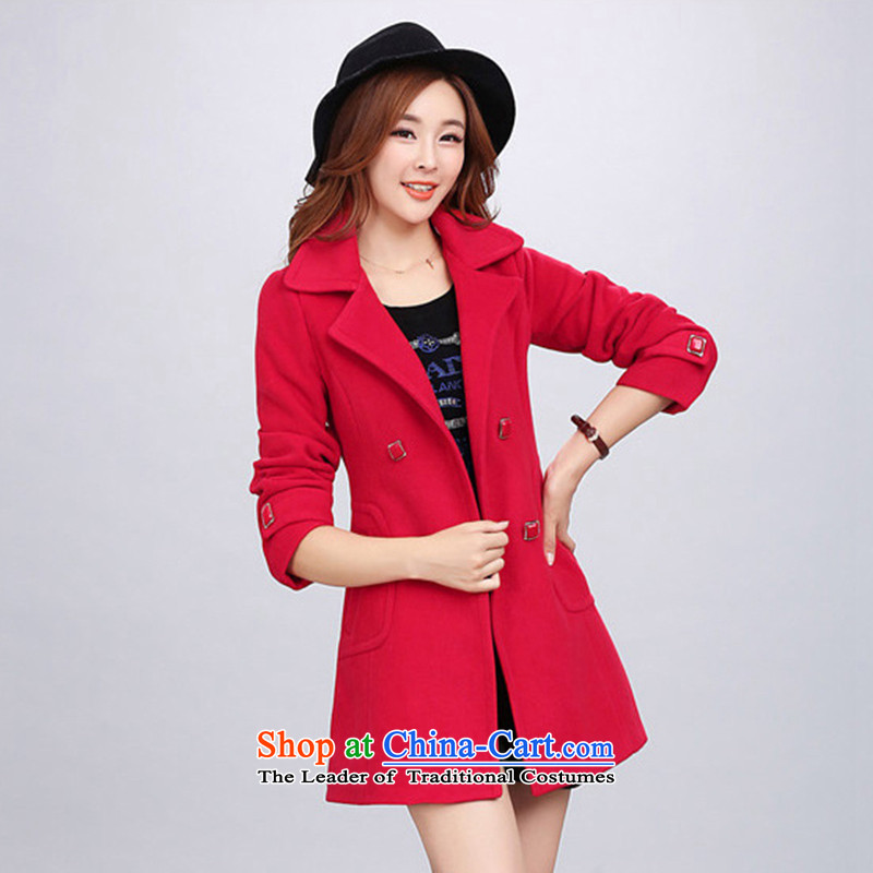 Kim man in Sha long wool coat female Korean?   Graphics thin on the Nagymaros stylish collar? The windbreaker gross? (with gross female jacket) Red , L, Kim Man Lisa (jinmansha) , , , shopping on the Internet