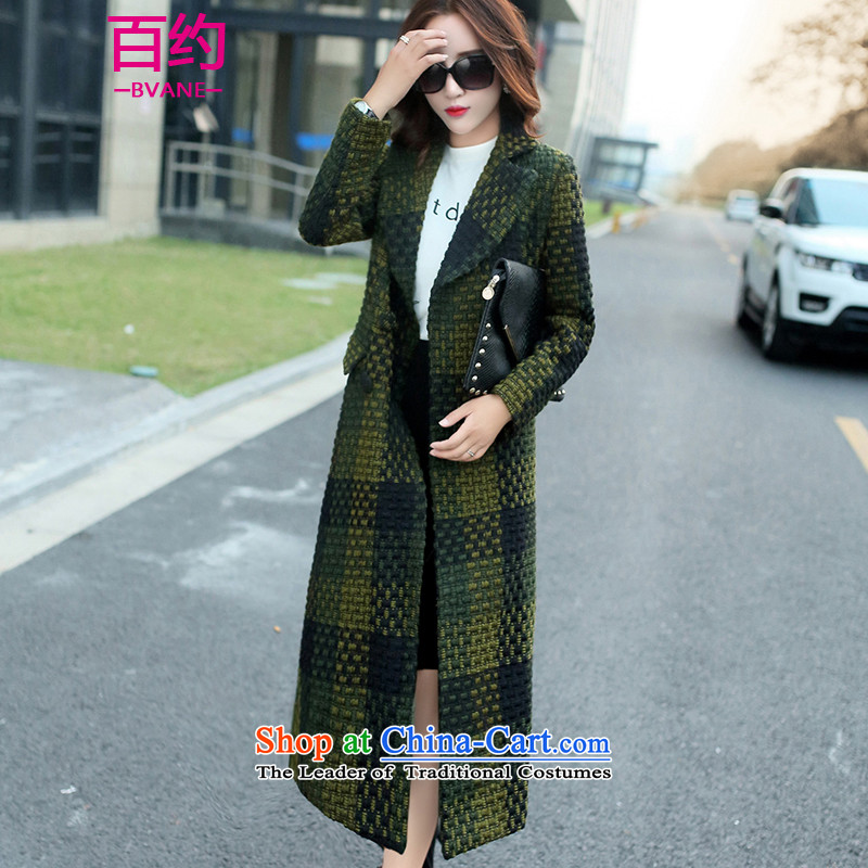 About the New 2015, hundreds of autumn and winter load temperament lapel long-sleeved Korean squares gross? Long Female coats thin wool a graphics jacket female green (BVANE XXL, hundreds of shopping on the Internet has been pressed.)