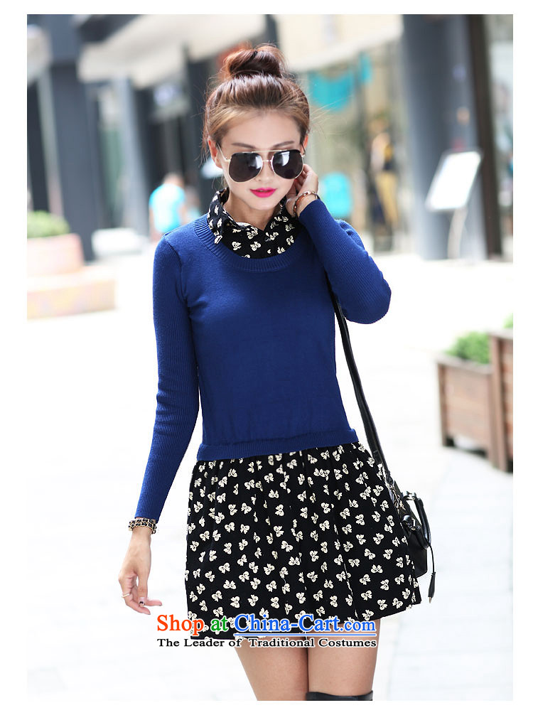 In accordance with the 2015 autumn dreams, Nadia Korean version of the new Fat MM maximum number of ladies' knitted shirts female sweater stitching stamp skirt 608# blue 4XL Photo, prices, brand platters! The elections are supplied in the national character of distribution, so action, buy now enjoy more preferential! As soon as possible.