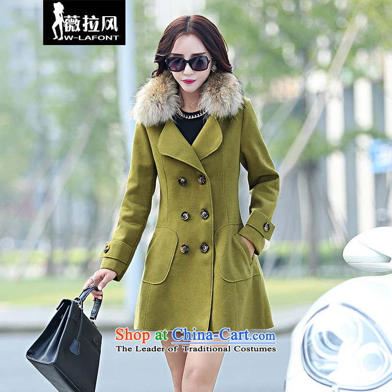 2015 Autumn wind Vera new Korean version of large roll collar double-wool really gross collar temperament Sau San Foutune of video a thin coat of gross? a jacket and Color M, Female winter winds (W-LAFONT Vera) , , , shopping on the Internet