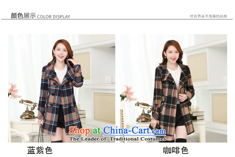 The Champs Elysees Love  2015 Korean honey autumn and winter coats? female latticed gross larger in Sau San long double-a wool coat 705 Blue purple XL Photo, prices, brand platters! The elections are supplied in the national character of distribution, so action, buy now enjoy more preferential! As soon as possible.