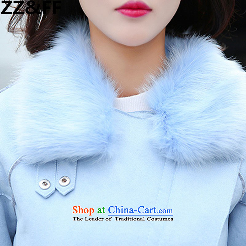 The new winter 2015 Zz&ff Korean girl who decorated stylish thin hair for video gross? 3007 light blue S,ZZ&FF,,, coats shopping on the Internet