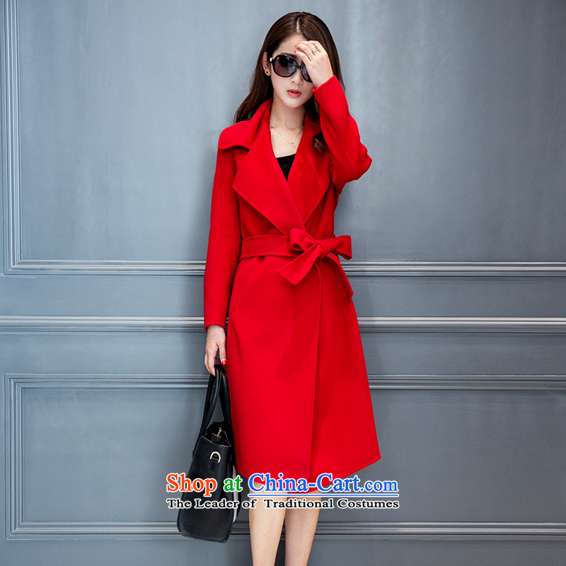 Mrs Yi No. 2-sided princess cashmere cloak of autumn and winter 2015 new Korean big reverse collar in Sau San long coats of large thickened? jacket coat female red S, Princess Van Yi (feifanyipin) , , , shopping on the Internet