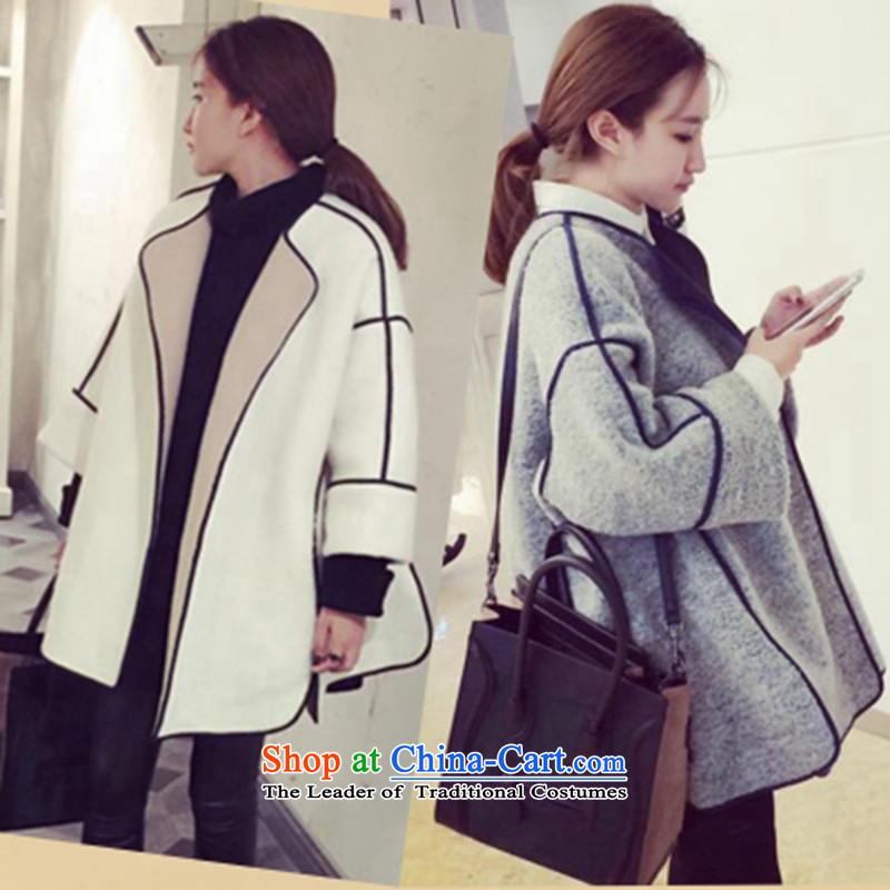 Yi with grass winter clothing winter 2015 new the new medium to long term)?? jacket coat female Hair Girl a wool coat jacket for autumn and winter coats 8083 Sau San Connie sub-white coat and S, grass (yiyucao shopping on the Internet has been pressed.)