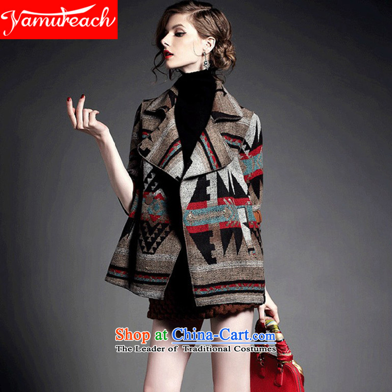 Yamureach 2015 autumn and winter female new wool coat female short of what a retro-Cashmere wool is a long-sleeved coats female suit XL