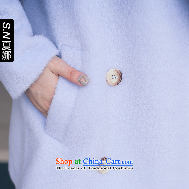 Ha-na 2015 Korean New Fall/Winter Collections in a field of Sau San long wool coat gross a wool coat female Blue M Ha-na (shinena) , , , shopping on the Internet