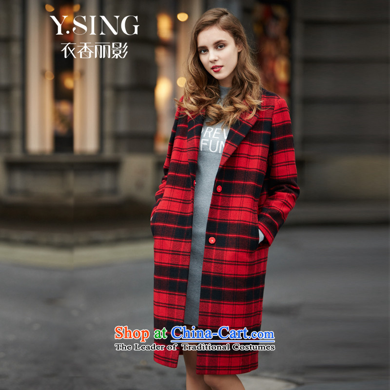 Hong Lai Ying 2015 winter clothing new Korean citizenry elegance. Long England latticed gross female red jacket? _11 S