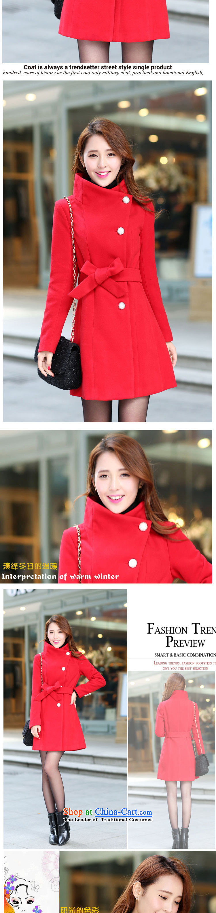 Mei Lin Shing 2015 autumn and winter new women's gross coats Korean? fashion, long thin? The Sau San Video Wind Jacket Red S picture, prices, brand platters! The elections are supplied in the national character of distribution, so action, buy now enjoy more preferential! As soon as possible.