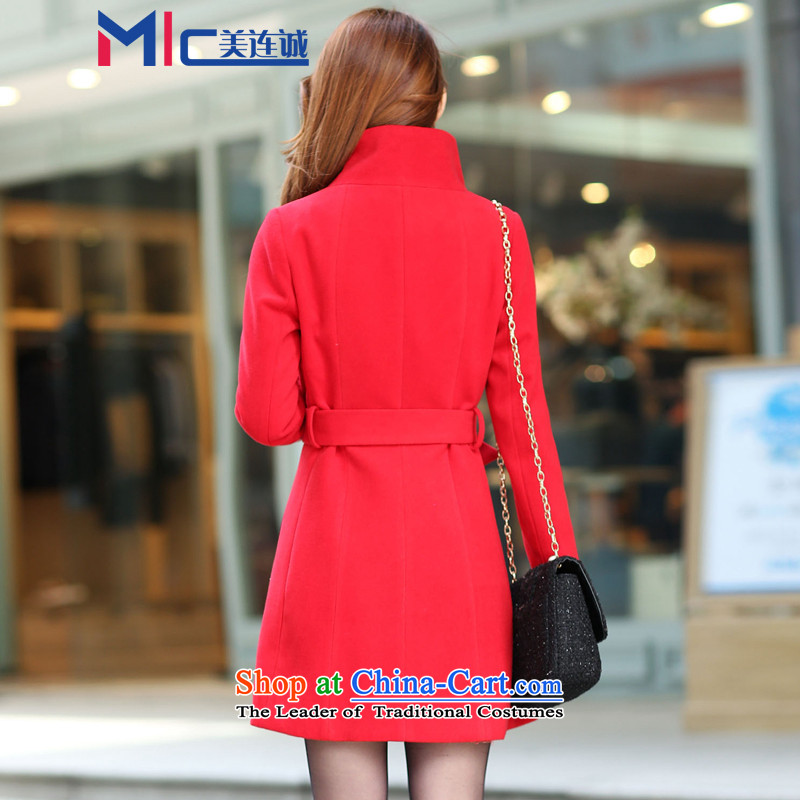 Mei Lin Shing 2015 autumn and winter new women's gross coats Korean? fashion, long thin? The Sau San Video Wind Jacket Red Mei Lin Shing , , , S, shopping on the Internet