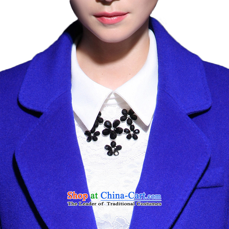 Yuen-core women 2015 winter clothing new stylish OL long-sleeved Sau San a grain of Gross deduction temperament jacket female?? Blue Coat  M2 , , , Yuen Shopping on the Internet
