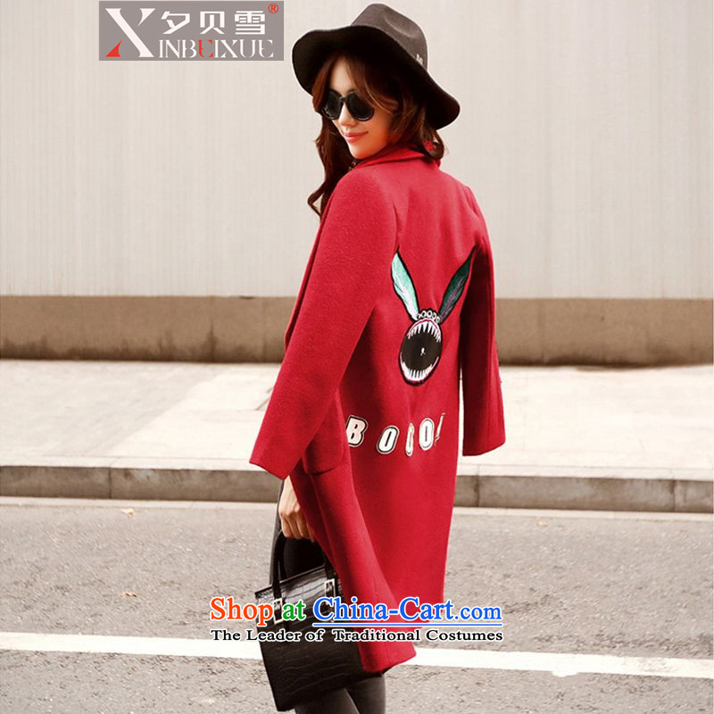 Overnight snow fall and winter 2015 Addis Ababa new wool coat female Korean?   Graphics thin hair? girls jacket long redM
