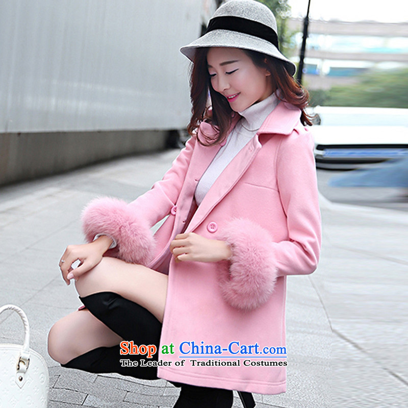 Princess Royal Seal 2015 Autumn, Korean Sau San video pink thin hair? girls jacket long students a typeface Maomao cuff a wool coat winter clothes 158616 pink cotton without S, Princess Royal Seal (AUXOGAEA) , , , shopping on the Internet