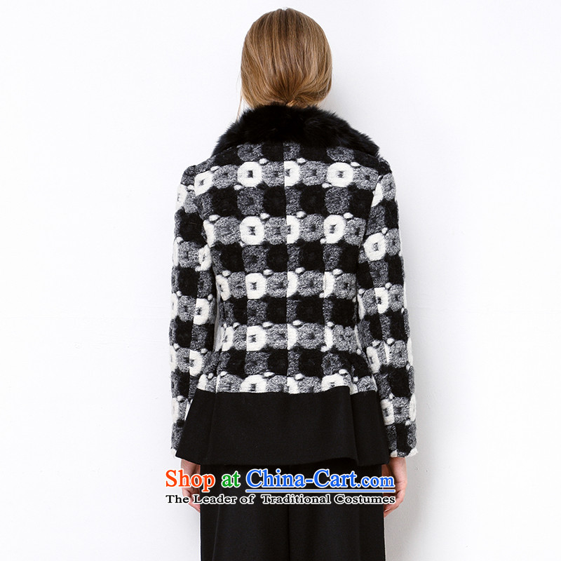 2015 winter clothing new Fox for black-and-white circle gross? Grow Up jacket S440728D10 female black and white color three.... 155/80A/S, shopping on the Internet