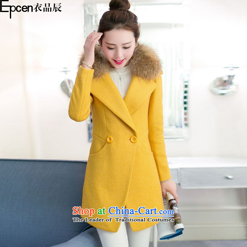 Yi Jin (epcen No. 2015), autumn and winter new products for women in thick long coats NRJ1661 gross Sau San? yellow S Yi Jin (epcen NO.) , , , shopping on the Internet