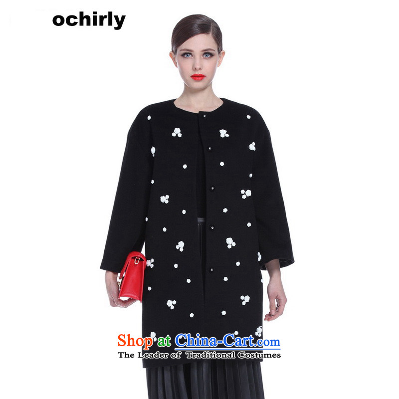 When the Euro 2015 Power ochirly new female flowers in the autumn boxed long-wool? jacket auricle 1153342750 Black L_170_92a_ 090