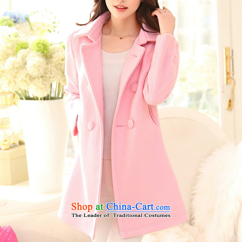 Hundreds of gross coats women bathing in the? 2015 autumn and winter new larger version in Korea Sau San long wool coat jacket women? 8832 M, 100 mu (Pink BAIMU shopping on the Internet has been pressed.)