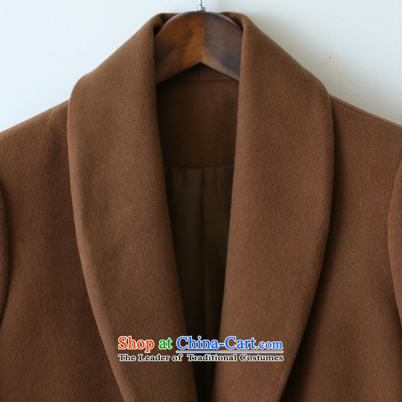 Xuan ina 2015 autumn and winter new gross female Korean jacket is stylish in Sau San long temperament pure color lapel gross flows of female JXYL8576 coat? Brown M Xuan ina , , , shopping on the Internet