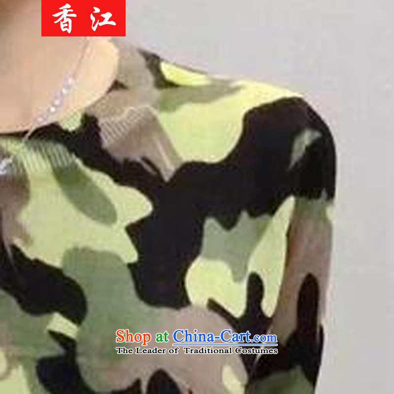 Xiang Jiang thick mm package autumn 2015 new to increase women's code thick sister camouflage sweater Harun pants and two piece 200 catties 5791 large green code 4XL recommendations 160-175, Hong Kong has been pressed shopping on the Internet