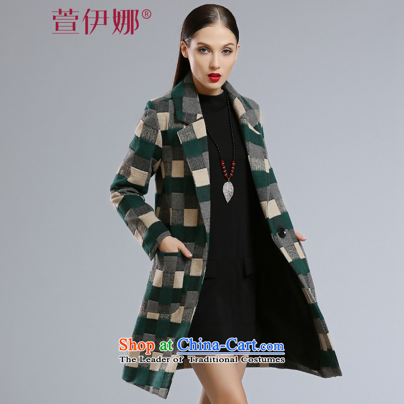 Xuan ina 2015 autumn and winter new products a wool coat girl in Sau San long Korean Sleek and versatile latticed gross flows of female?JXYL8578 coat??green tartan?M