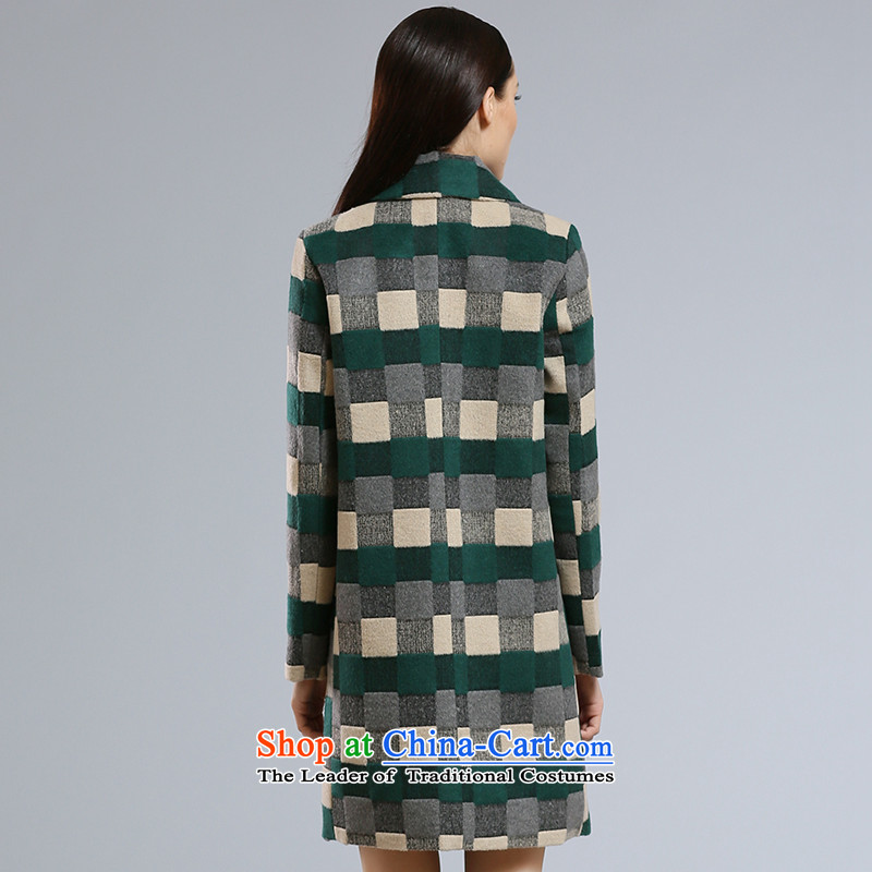Xuan ina 2015 autumn and winter new products a wool coat girl in Sau San long Korean Sleek and versatile latticed gross flows of female JXYL8578 coat? green tartan M Xuan ina , , , shopping on the Internet