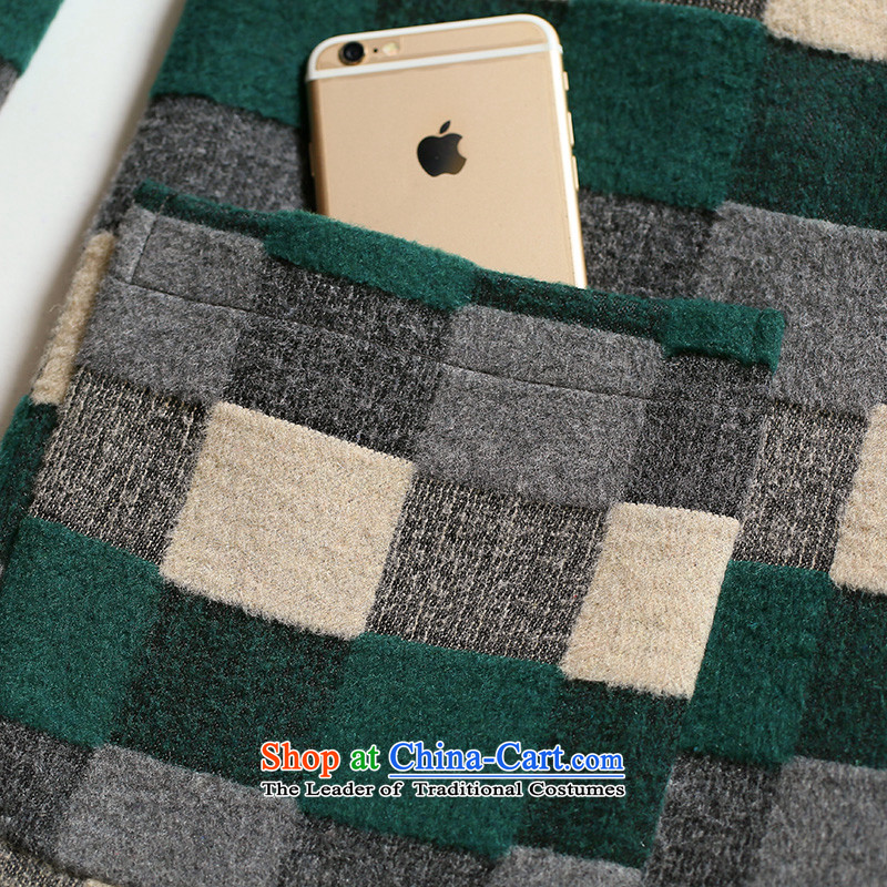 Xuan ina 2015 autumn and winter new products a wool coat girl in Sau San long Korean Sleek and versatile latticed gross flows of female JXYL8578 coat? green tartan M Xuan ina , , , shopping on the Internet