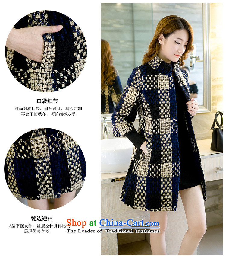  Ms. Chong Wook 2015 Autumn boutique luxury and elegance with quality female autumn and winter viewed the new medium to long term, latticed gross coats navy? M picture, prices, brand platters! The elections are supplied in the national character of distribution, so action, buy now enjoy more preferential! As soon as possible.