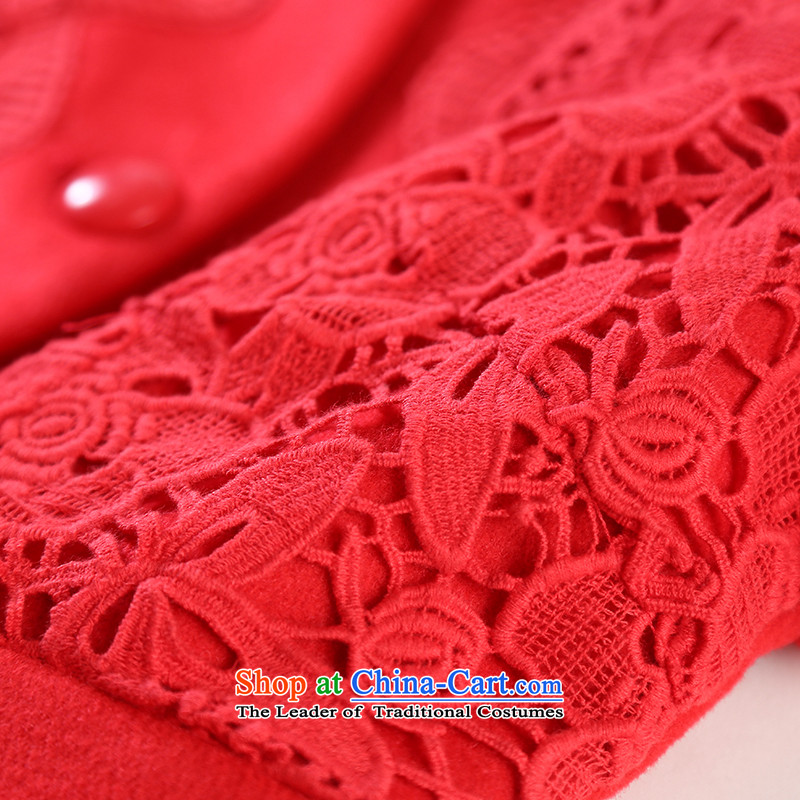 Aida 2015 Winter New Lin sweet lace stitching petticoats in long wool coat jacket CA43397273 PURGE? rose red , L, Aida Lin (A.YILIAN) , , , shopping on the Internet
