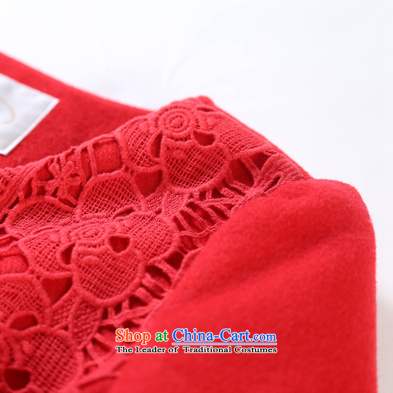 Aida 2015 Winter New Lin sweet lace stitching petticoats in long wool coat jacket CA43397273 PURGE? rose red , L, Aida Lin (A.YILIAN) , , , shopping on the Internet