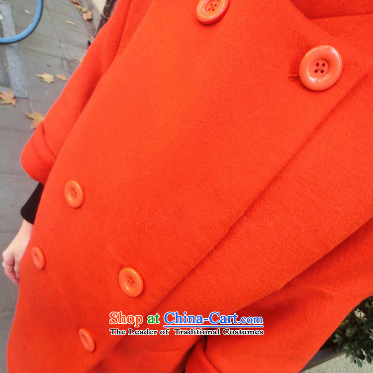Su Connie Cayman 2015 autumn and winter new thick Connie sub windbreaker loose wool rib cage-cashmere overcoat so coat in long red-orange plus cotton S picture, prices, brand platters! The elections are supplied in the national character of distribution, so action, buy now enjoy more preferential! As soon as possible.