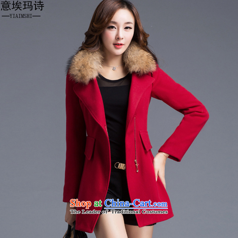 Emma poem to 2015 autumn and winter new Korean Sau San wild jacket coat? short of _51-68 13 female red cloak?_ L