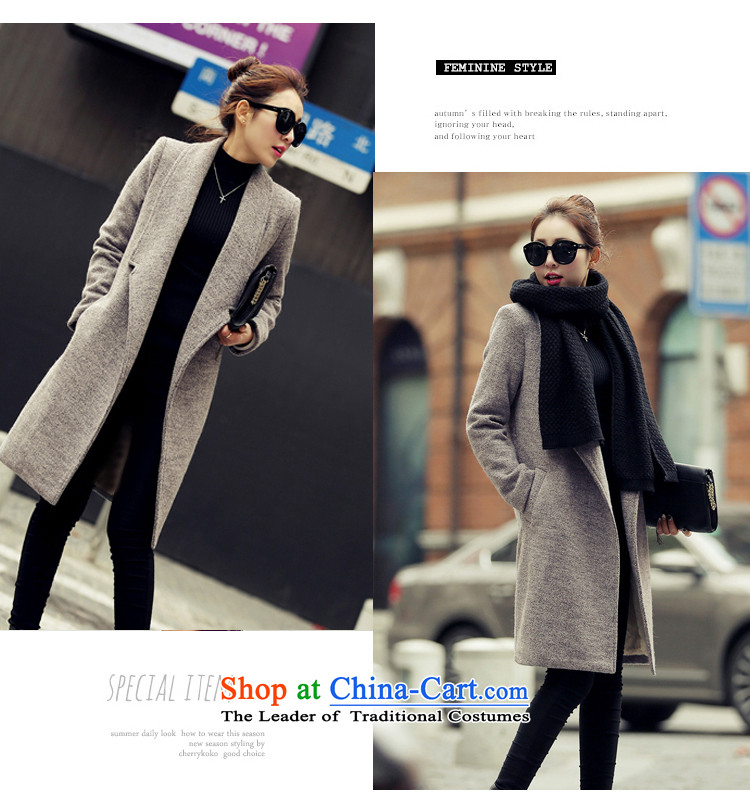 Pure color in long Sau San lapel a wool coat gray S picture, prices, brand platters! The elections are supplied in the national character of distribution, so action, buy now enjoy more preferential! As soon as possible.
