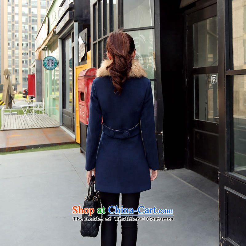 Load the autumn 2015 has sin new Korean citizenry video thin solid stylish and simple gross? female blue jacket    , L, sin has shopping on the Internet has been pressed.