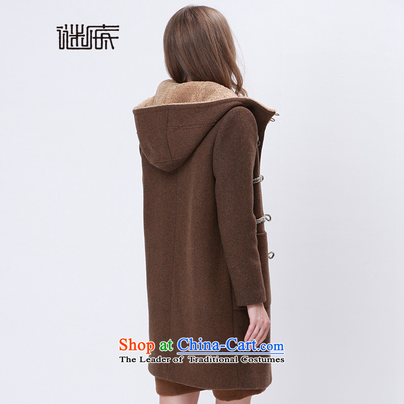 Mystery of the 2015 Winter new products commuter H type is a fisherman detained wool coat female 5DDD0807 gross? brown coffee (C39) M Mystery Shopping on the Internet has been pressed.