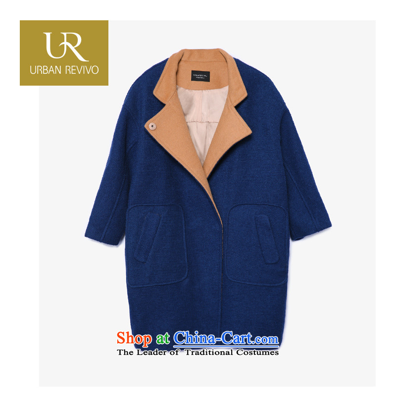 Ur youth female trend of new products to the ribs-Bi-color coats YV14D49S1GN004 gross dark blue L,ur,,,? Online Shopping