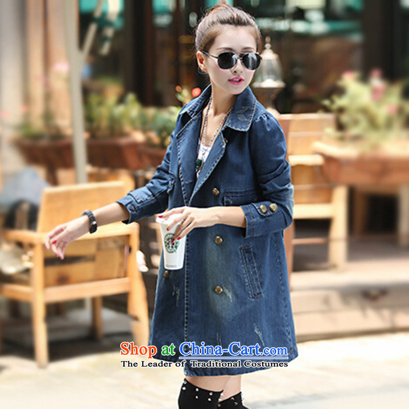 Elisabeth wa concluded large card XXXL ladies casual cowboy windbreaker jacket to increase female autumn and winter female fat girl who graphics thin, XL LADIES CARDIGAN blue large XL 130 to 145 catties can wear, Elisabeth wa concluded card (SHAWADIKA) ,