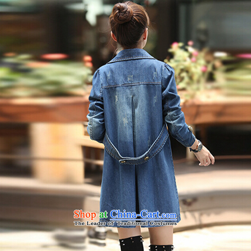 Elisabeth wa concluded large card XXXL ladies casual cowboy windbreaker jacket to increase female autumn and winter female fat girl who graphics thin, XL LADIES CARDIGAN blue large XL 130 to 145 catties can wear, Elisabeth wa concluded card (SHAWADIKA) ,