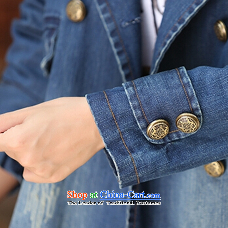 Elisabeth wa concluded large card XXXL ladies casual cowboy windbreaker jacket to increase female autumn and winter female fat girl who graphics thin, XL LADIES CARDIGAN blue large XL 130 to 145 catties can wear, Elisabeth wa concluded card (SHAWADIKA) ,