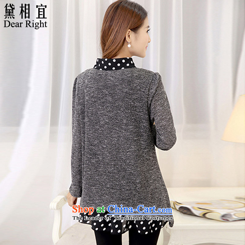 Ideal for larger women Doi 200mm thick sister catty, forming the autumn and winter knitwear Korean chiffon stitching leave two loose video thin gray T-shirt 3XL( T-shirt recommendations 140-160 characters), ideal for daisy (catty dearright) , , , shopping on the Internet
