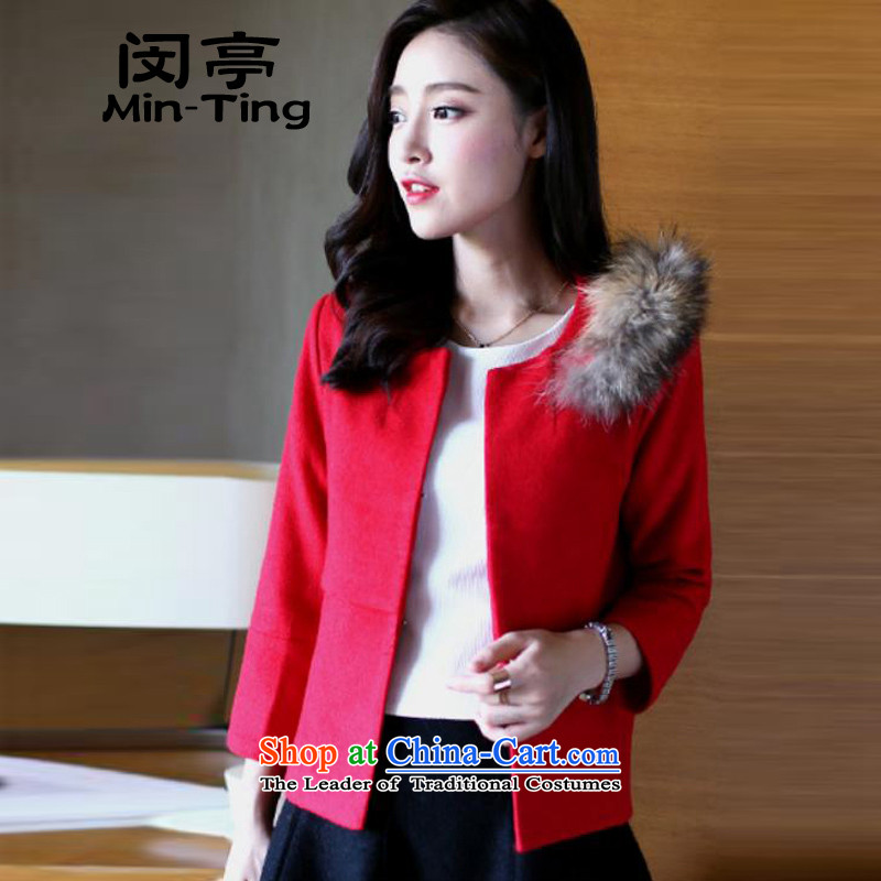 Min-2015 autumn and winter new stylish short of the amount of the Jurchen people gross for coat? wild red jacket small Sau San?XL